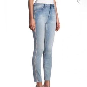 Driftwood Jackie High Rise Light Wash Skinny Jeans | Floral Embroidery
